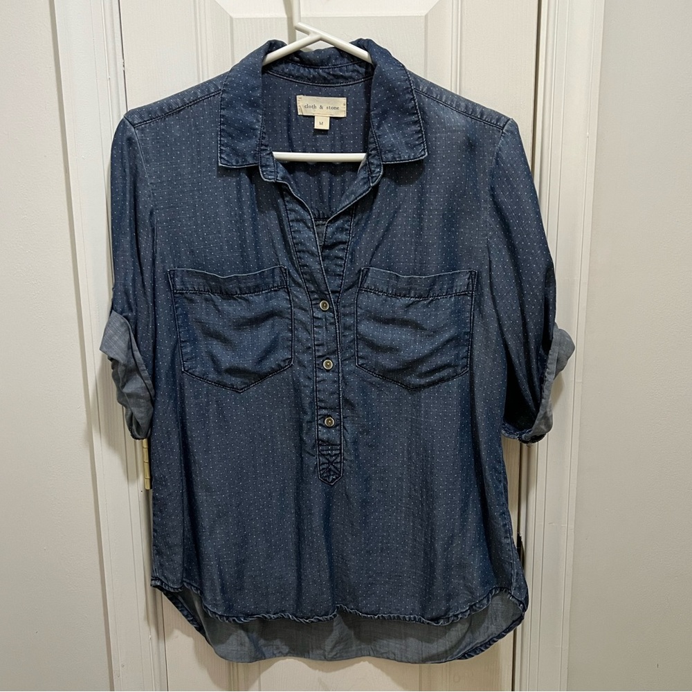 Cloth & Stone polka dot chambray shirt - M